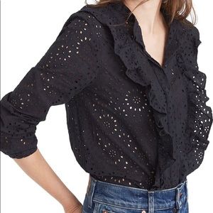 Madewell Ruffle Eyelet Blouse, XXS
